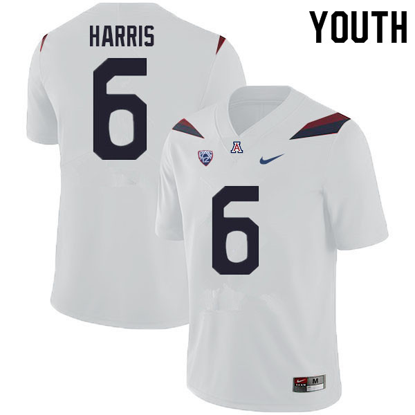 Youth #6 Jason Harris Arizona Wildcats College Football Jerseys Sale-White